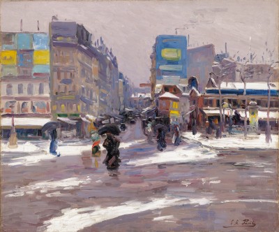Jour de neige boulevard Rochechouart-huile sur toile